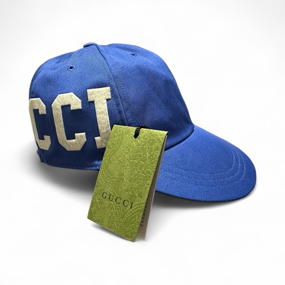 Gucci Royal Blue Cap with Ivory Letters NWT